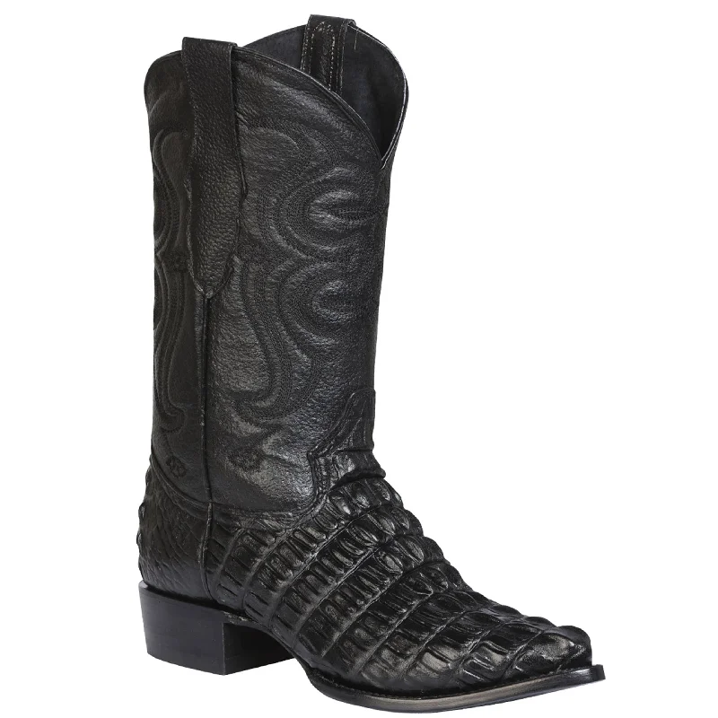 Men's cowboy boots with a rubber sole for tractionBlack Crocodile Print Boots Pointed Toe Men's cowboy boots with a rubber sole for tractionBlack Crocodile Print Boots Pointed Toe