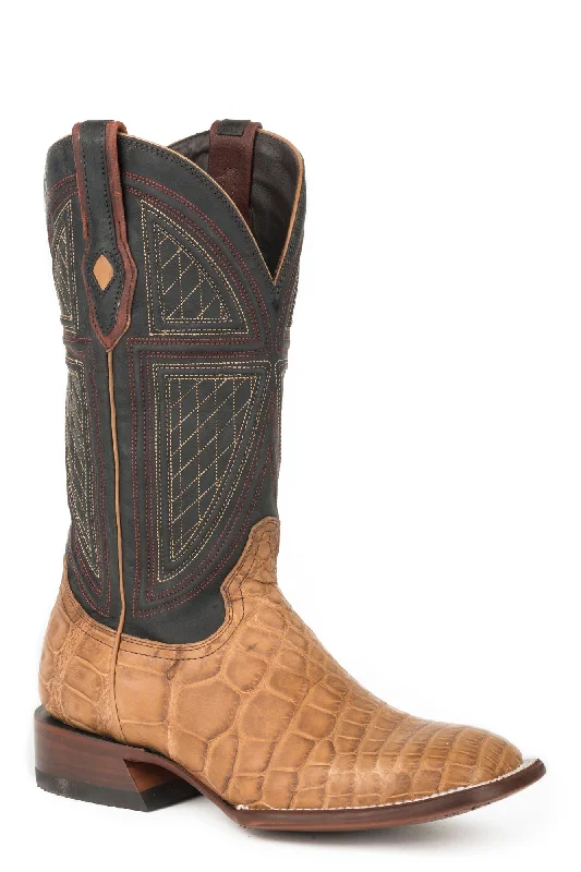 Men's cowboy boots with a tooled leather designStetson Mens Tan Alligator Flaxville Cowboy Boots