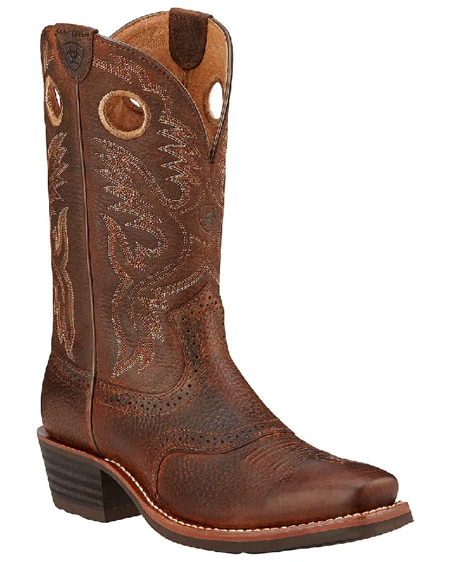 Western - style men's boots with intricate tooling and stitchingMen's Heritage Roughstock Western Boots