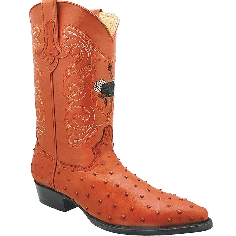 Men's cowboy boots with a suede shaftMen's western boots with a decorative inlay on the toe and heelJOE BOOTS 901  COGNAC J Toe Boots,  Men's Cowboy Boots Ostrich Print Genuine Leather,  Western Boots.