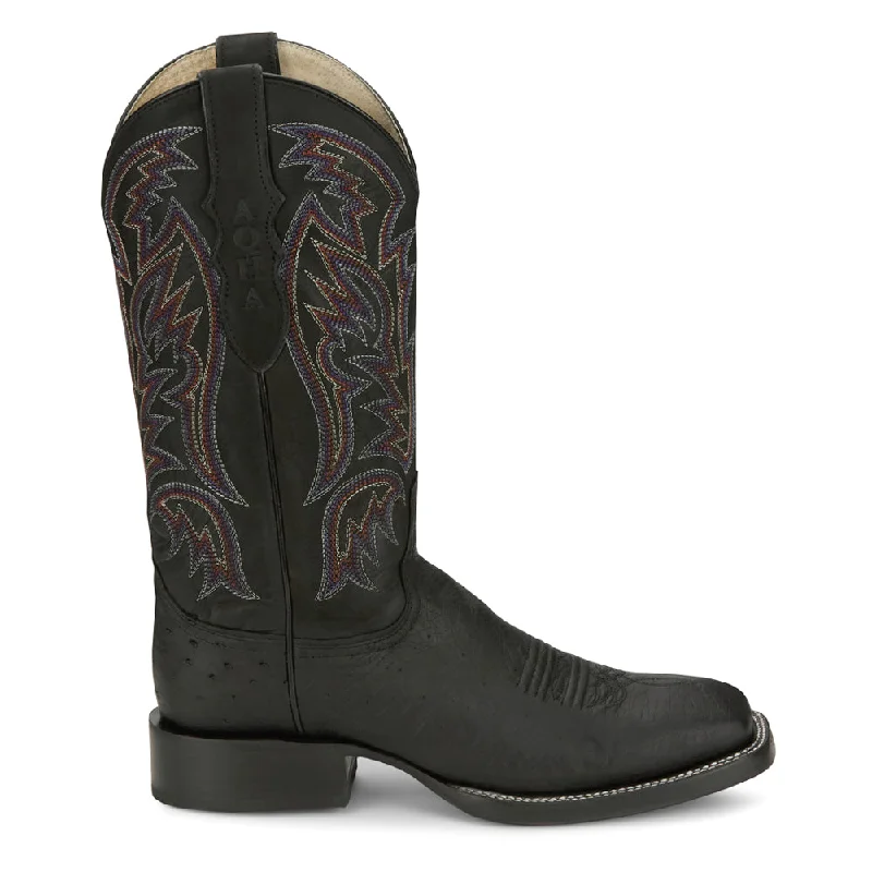 Men's cowboy boots with a scalloped edgeThree Bars Wide Square Toe Cowboy Boots