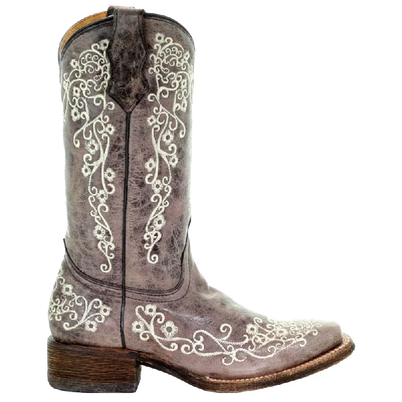 Alligator - print men's cowboy boots for a bold lookFloral Tooled-Inlay Square Toe Cowboy Boots (Big Kid)