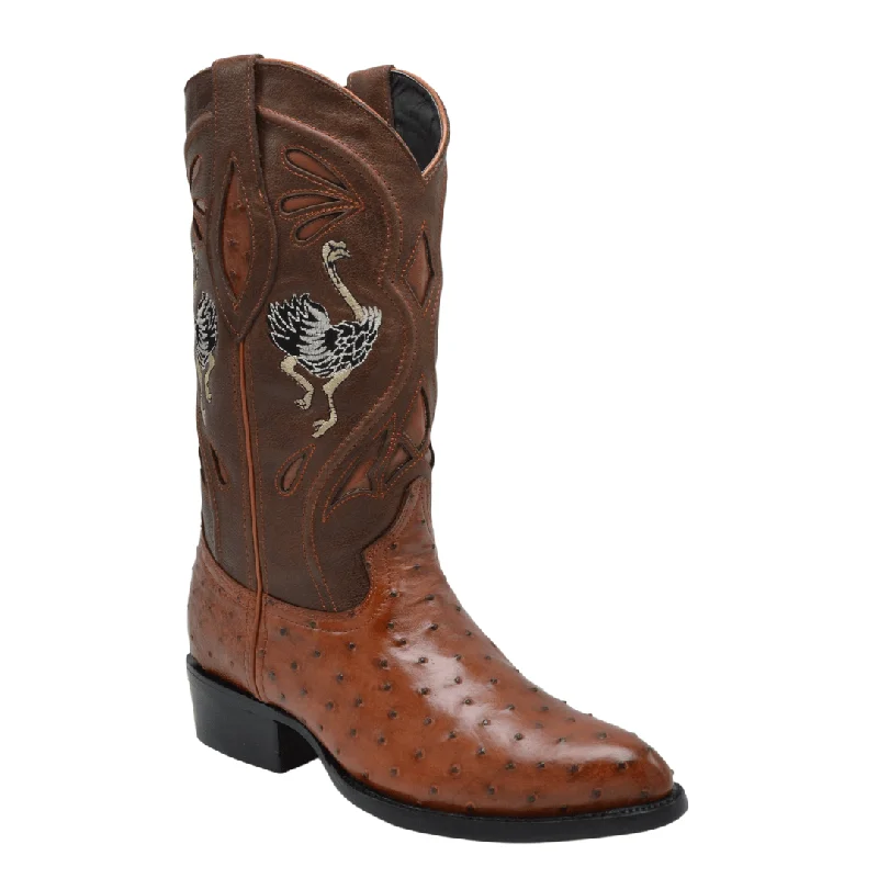 Men's cowboy boots with a suede shaftMen's western boots with a decorative inlay on the toe and heelJOE BOOTS 903 COGNAC J Toe Boots,  Original  Men's Cowboy Boots Ostrich Genuine Leather,  Western Boots.