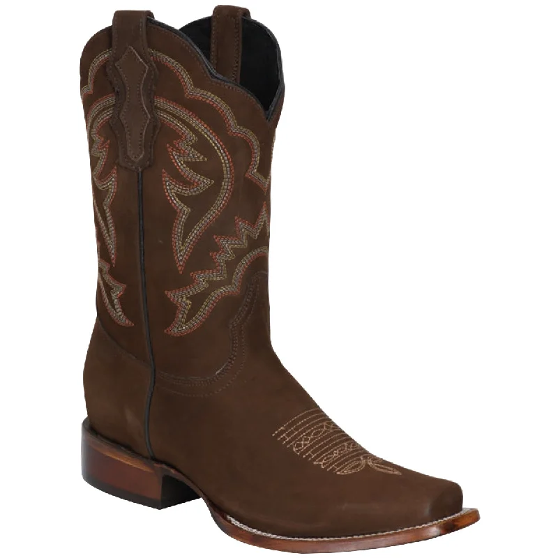 Men's cowboy boots with a pull - on strapCinnamon Brown Square Toe Cowboy Boots