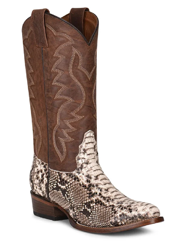 Men's cowboy boots with a concho belt detailMen's Circle G Python Embroidery Western Boots Men's cowboy boots with a concho belt detailMen's Circle G Python Embroidery Western Boots