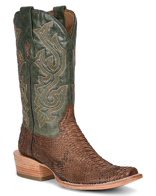 Vintage - style men's cowboy boots with a square toeMen's Embroidery Western Boots