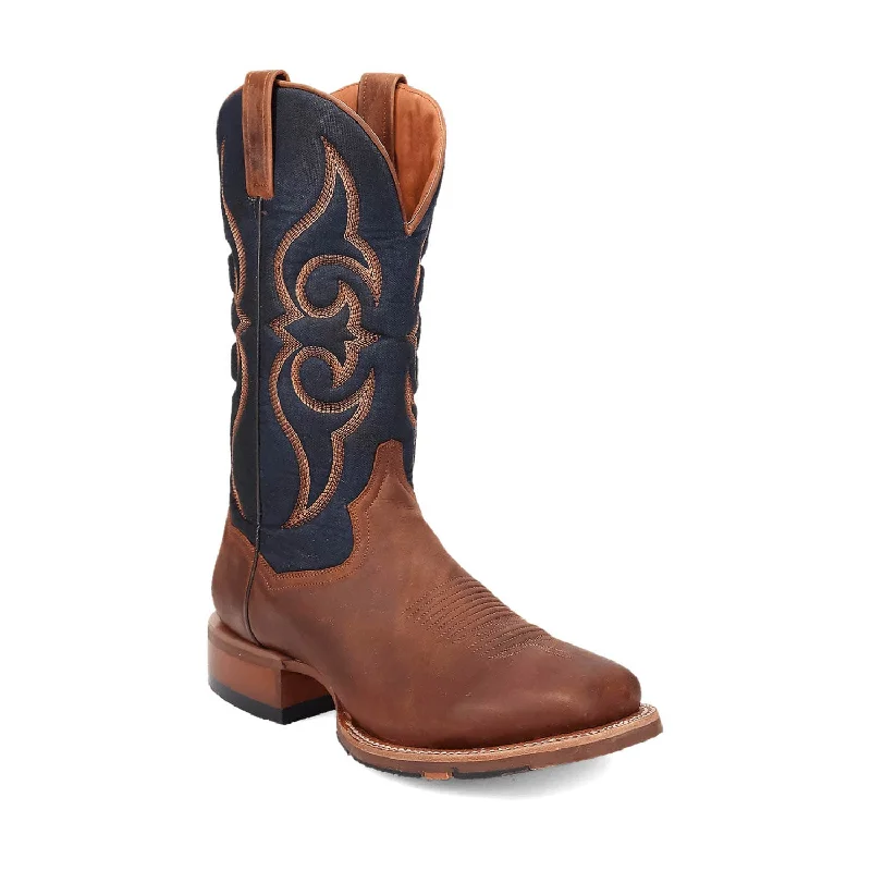 Men's cowboy boots with a concho belt detailDan Post Mens Jenks Rust/Blue Leather Cowboy Boots