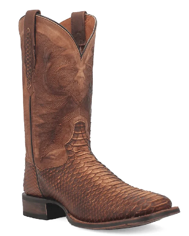 Men's genuine leather western boots with a snake - skin inlayMen’s KA Western Boots