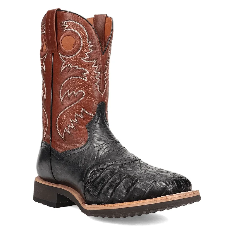 Western - style men's cowboy boots with intricate stitchingDan Post Mens Egan Black/Brown Caiman Cowboy Boots Western - style men's cowboy boots with intricate stitchingDan Post Mens Egan Black/Brown Caiman Cowboy Boots