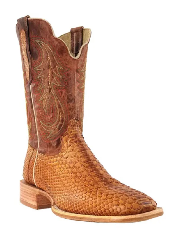 R.Watson RW7915-2 Mens Python Wide Square Western Boot Camel