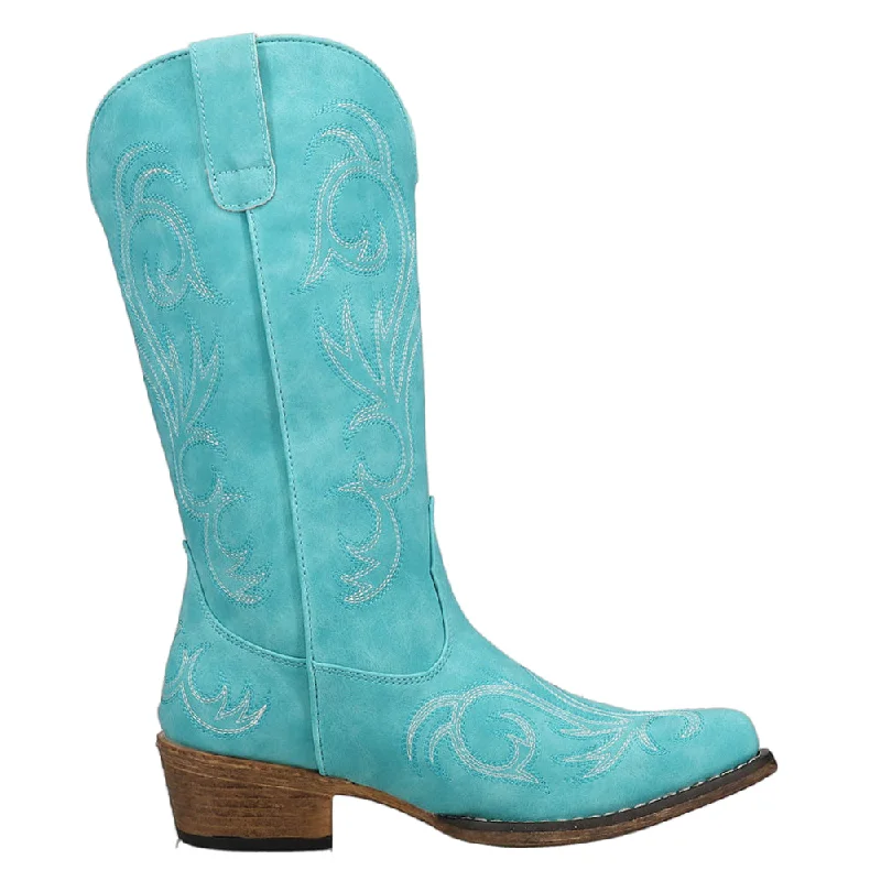 Men's cowboy boots in a dark brown leatherRiley Embroidered Snip Toe Cowboy Boots