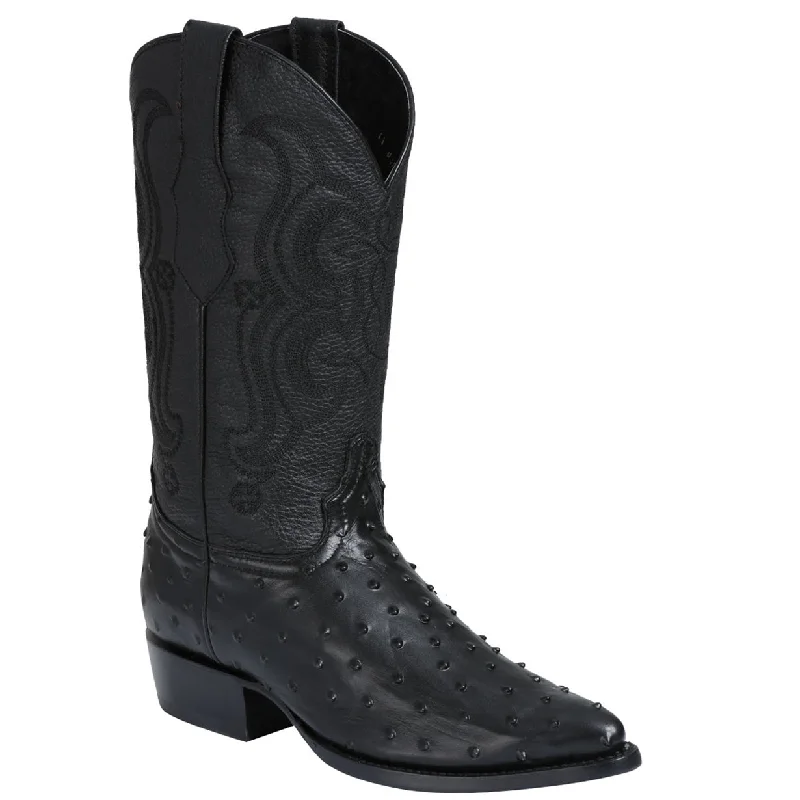 Men's cowboy boots with a rubber sole for tractionBlack Ostrich Print Cowboy Boots