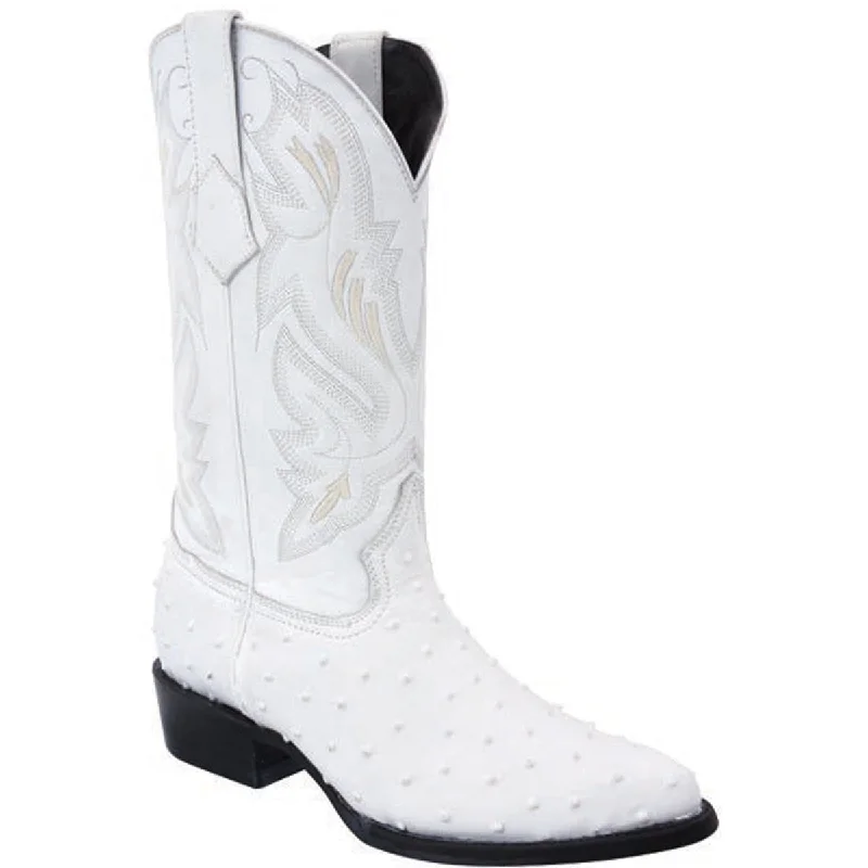 Men's cowboy boots with a distressed leather finishPrint Ostrich Boots White