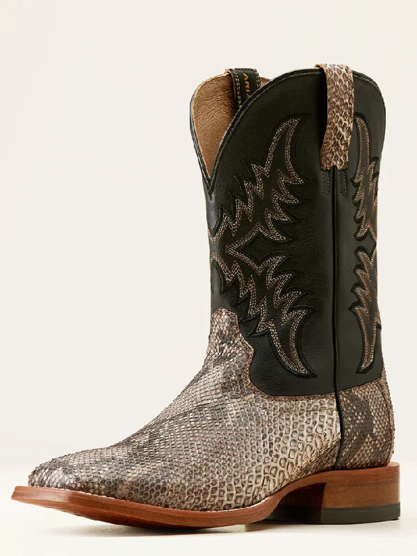 Ariat 10047081 Mens Dry Gulch Python Cowboy Boot Tan Ancient Black