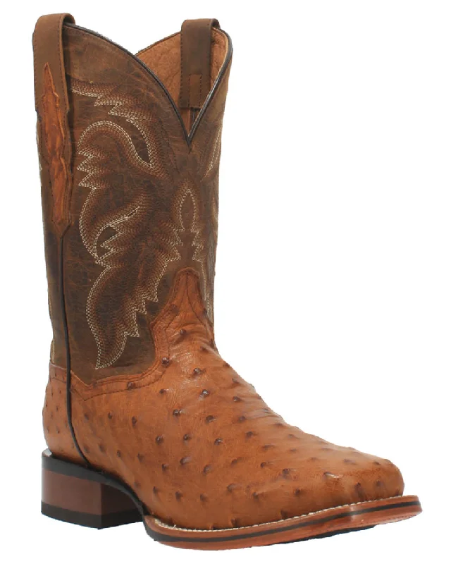 Men's western boots with a leather sole and a heel guardMen's Alamosa Ostrich Western Boots