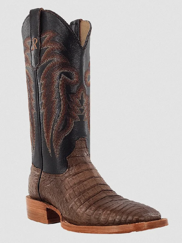 Men's western boots with a leather lining and a padded insoleR.Watson RW2004-2 Mens Coco Caiman Belly Western Boots Espresso