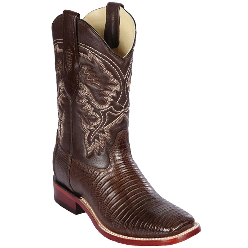Men's cowboy boots in a dark brown leatherBrown Lizard Square Toe Cowboy Boots