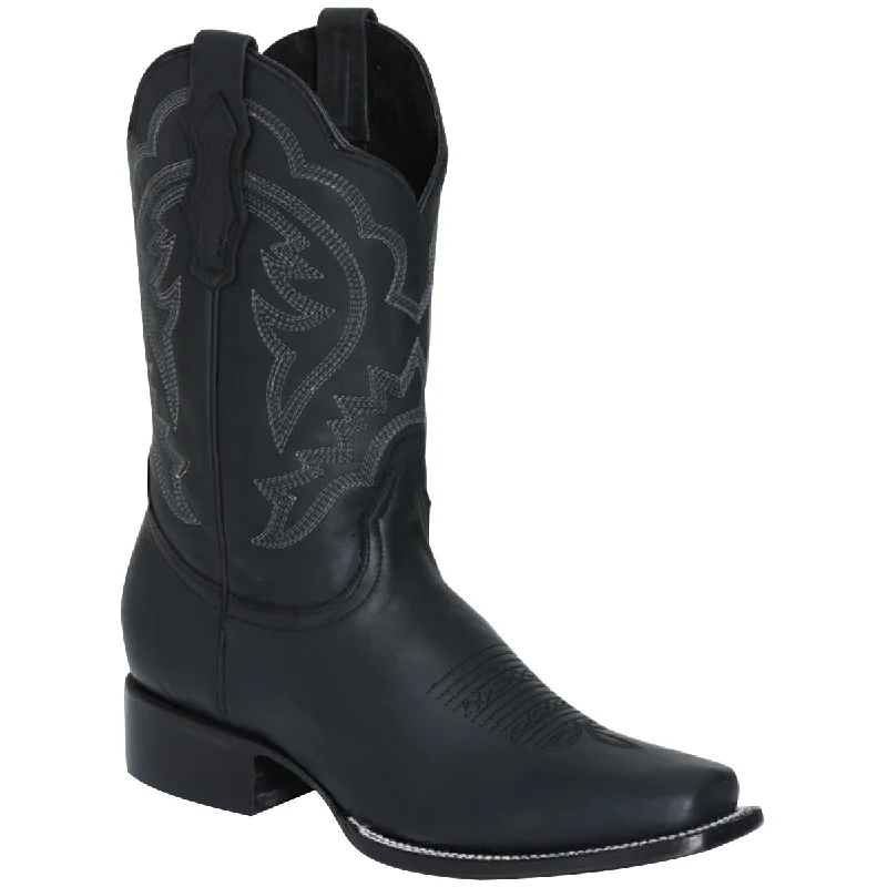 Men's cowboy boots with a scalloped edgeRodeo Black Square Toe Cowboy Boots