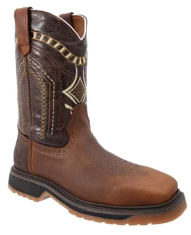 Men's cowboy boots with a snake - skin textureSB5002 Silver Bull Square Toe Rustic Brown Boot (WIDE EE LAST-HALF NUMBER LESS RECOMMENDED) Men's cowboy boots with a snake - skin textureSB5002 Silver Bull Square Toe Rustic Brown Boot (WIDE EE LAST-HALF NUMBER LESS RECOMMENDED)