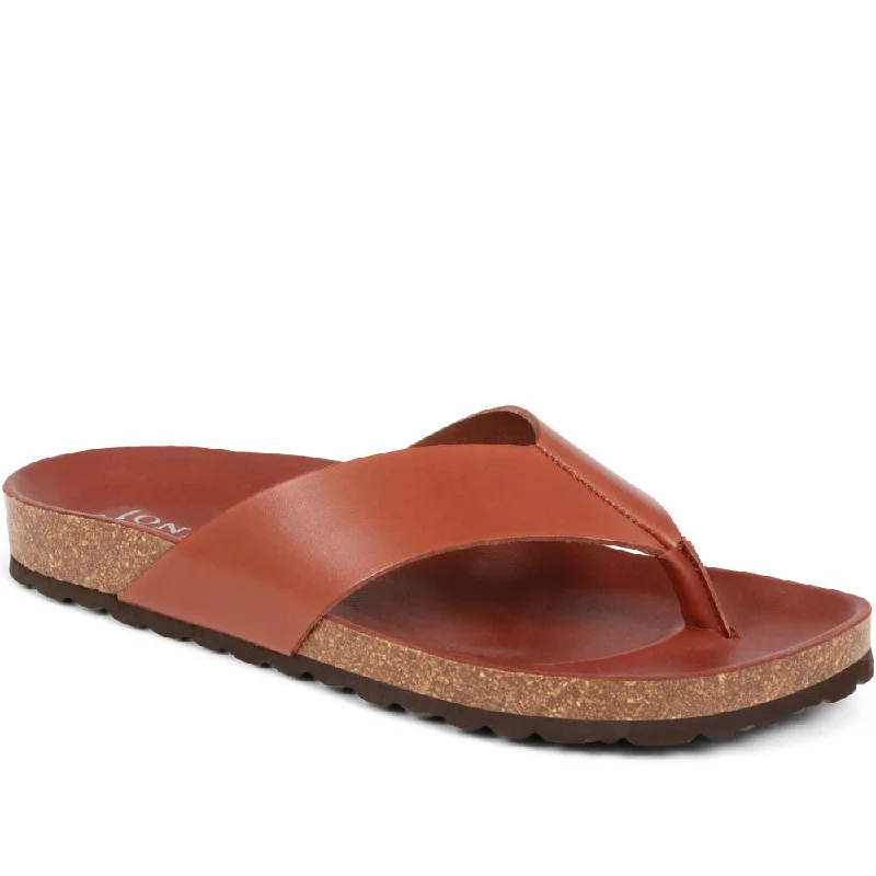 Men's sandals with a decorative buckle or charmWood Lane Leather Toe Posts - WOODLANE / 323 927