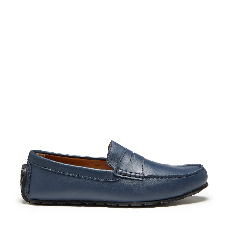 Men's loafers with a rubber sole for durabilityTyre Sole Penny Driving Loafers, french navy leather