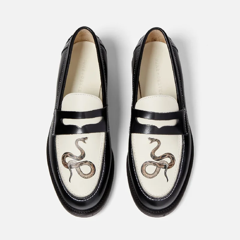 Men's loafers with a moc - toe designWilde Snake Penny Loafer - Men's