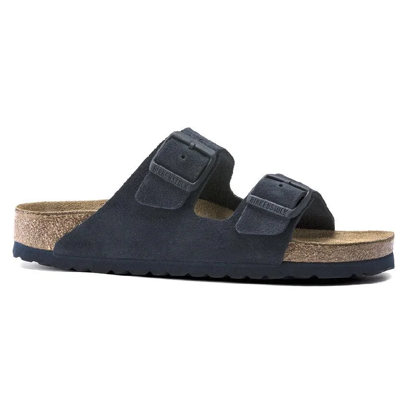 Men's sandals with a flexible sole for easy movementBirkenstock Men's Arizona Soft Footbed Navy Night Suede