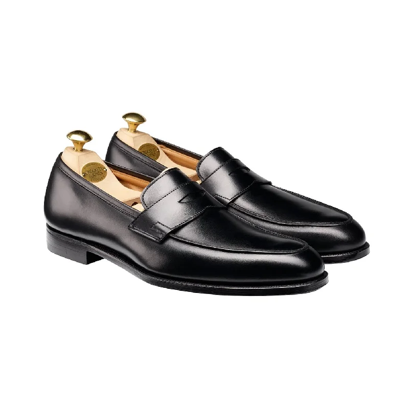 Men's loafers with a smooth leather finish Men's loafers with a rubber sole for durabilityCrawford Black Calf