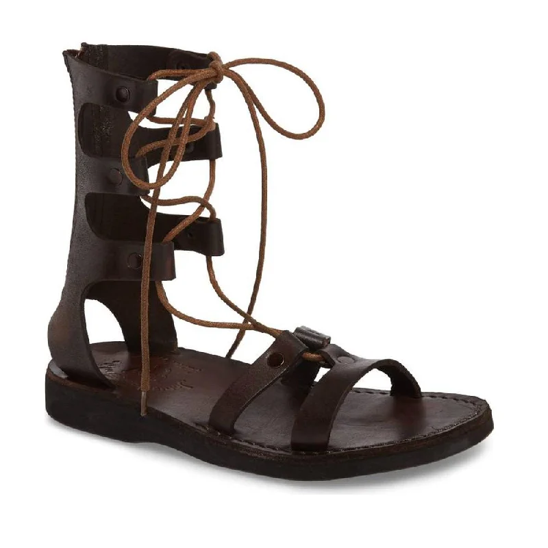 Men's sandals with a contrast stitching detailRebecca - Leather Gladiator Lace Up Sandal | Brown