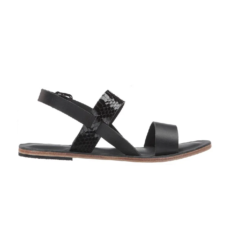 Men's sandals with a toe post designAbbot Kinney Blvd - Leather Snake Skin Sandal | Black
