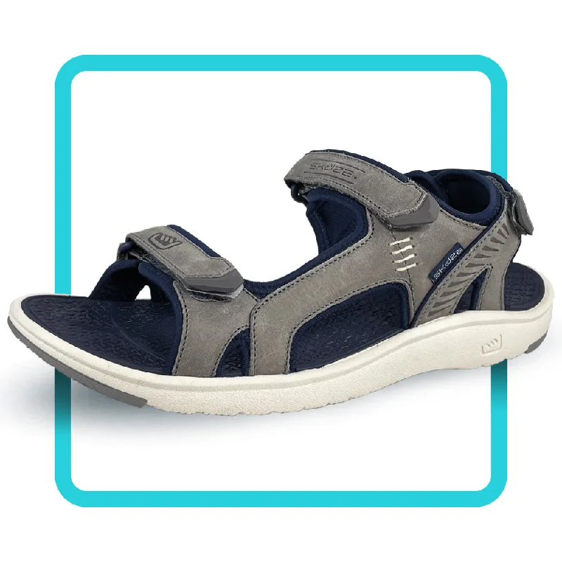 Men's sandals with a rubber sole for tractionCabo by Skuze Shoes - Grey & Navy