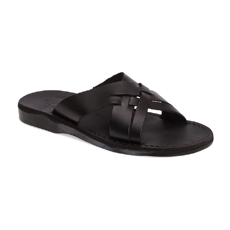 Men's sandals with a stretchy strap for a better fitMen's sandals with a stretchy strap for a better fitJesse - Leather Woven Strap Sandal | Black