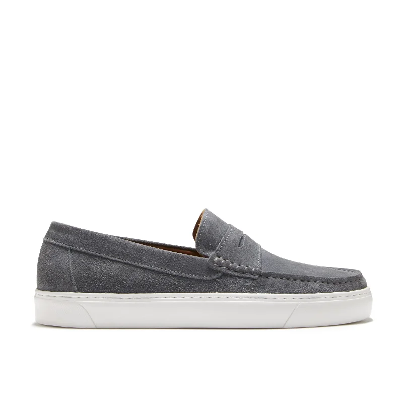 Men's loafers with a smooth leather finish Men's loafers with a leather lacing systemSlip-on Sneaker Loafers, slate grey suede