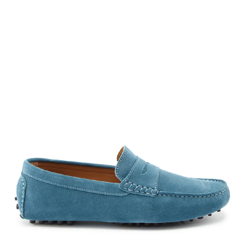 Men's leather loafers with a penny slot Men's leather loafers with a penny slotPenny Driving Loafers, petrol blue suede