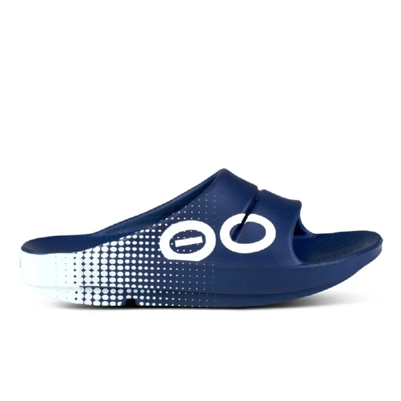 Men's sandals with a toe post designOOFOS OOahh Sport Slide - Matrix Navy