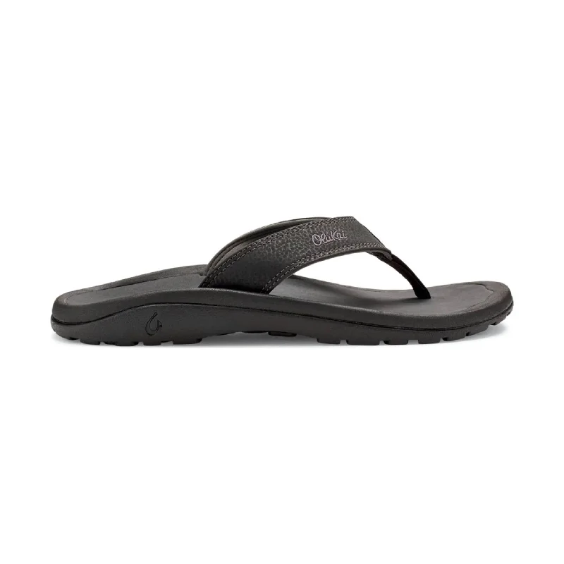 Men's leather sandals with an adjustable strapOluKai Men's Ohana - Black