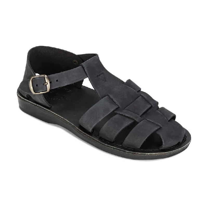 Men's sandals with a shock - absorbing insoleMen's sandals with a shock - absorbing insoleDaniel - Leather Fisherman Sport Sandal | Black Nubuck