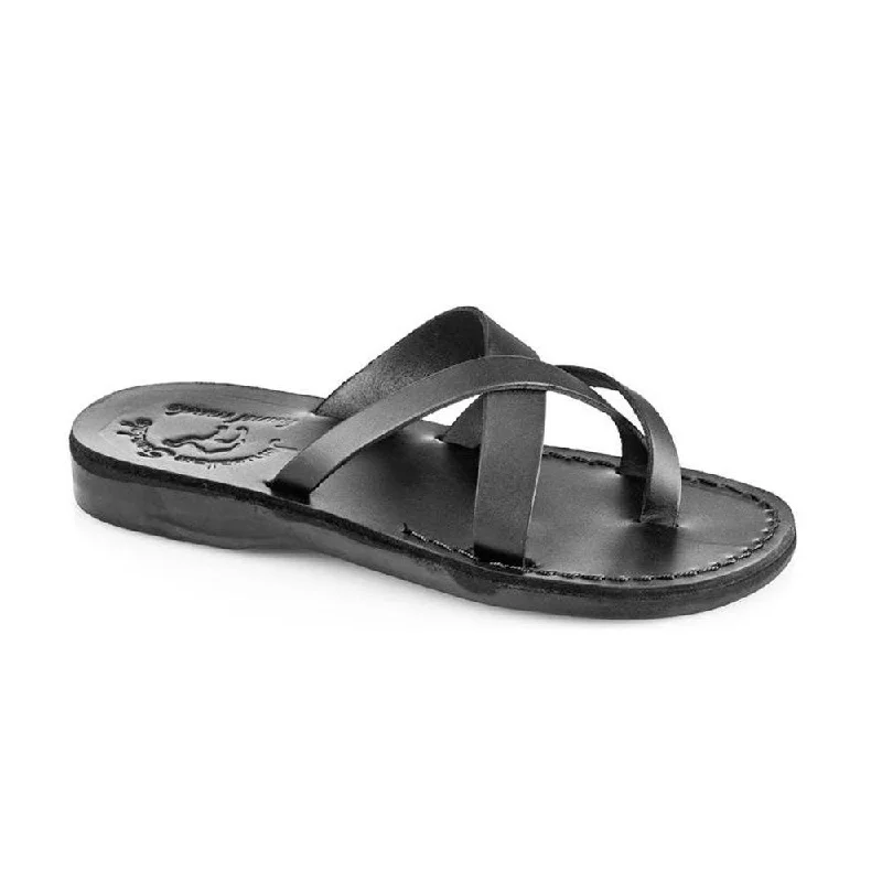 Men's sandals with a perforated leather upper for ventilationAbigail - Leather Toe Sandal | Black Men's sandals with a perforated leather upper for ventilationAbigail - Leather Toe Sandal | Black