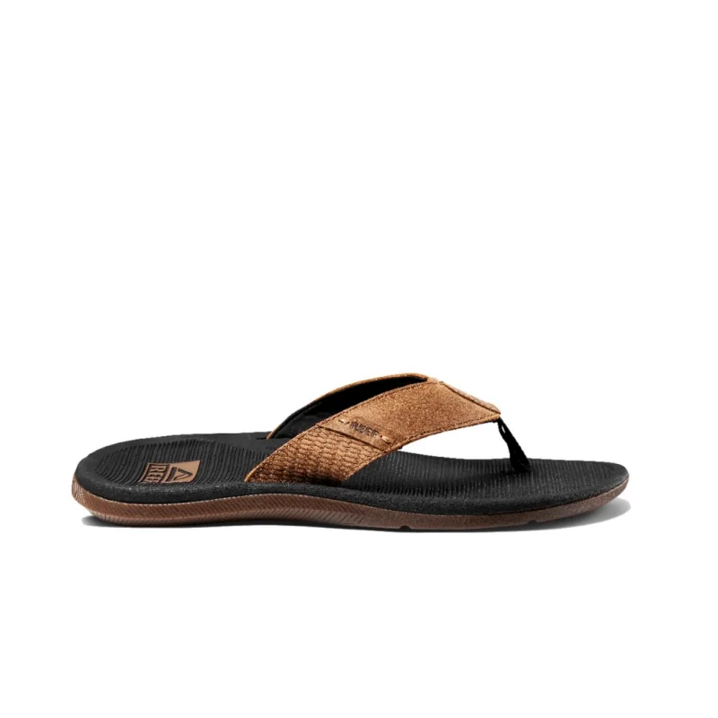 Men's sandals with a stretchy strap for a better fitReef Men's Santa Ana LE - Black/Tan