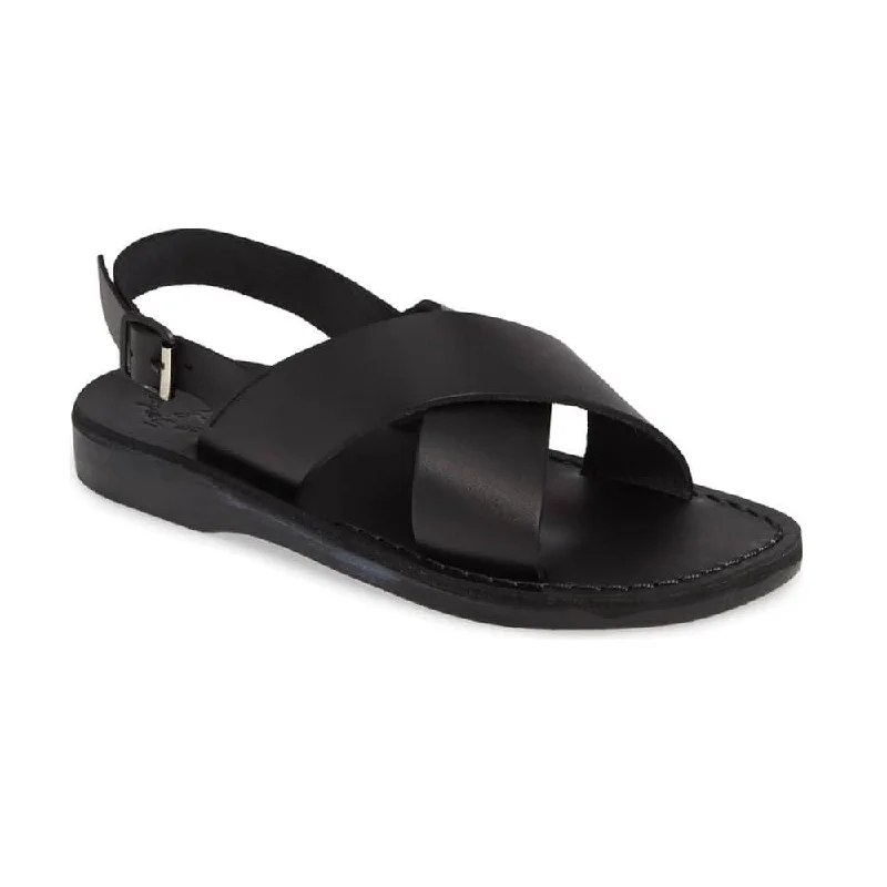 Men's sandals with a stretchy strap for a better fitElan Buckle - Leather Thick Strap Sandal | Black Men's sandals with a stretchy strap for a better fitElan Buckle - Leather Thick Strap Sandal | Black