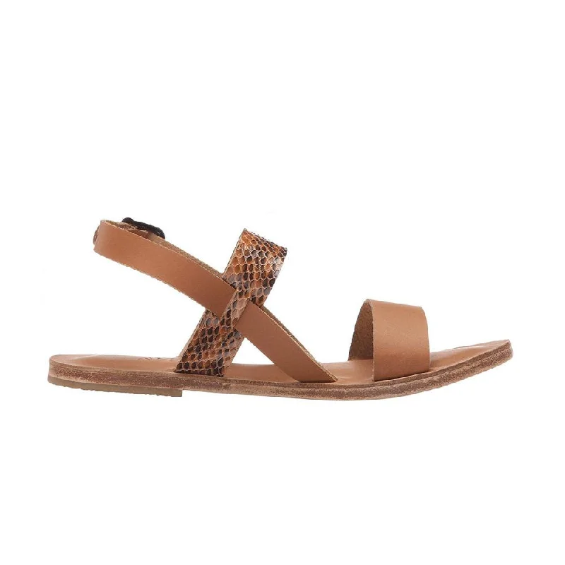 Men's sandals with a padded heelAbbot Kinney Blvd - Leather Snake Skin Sandal | Tan