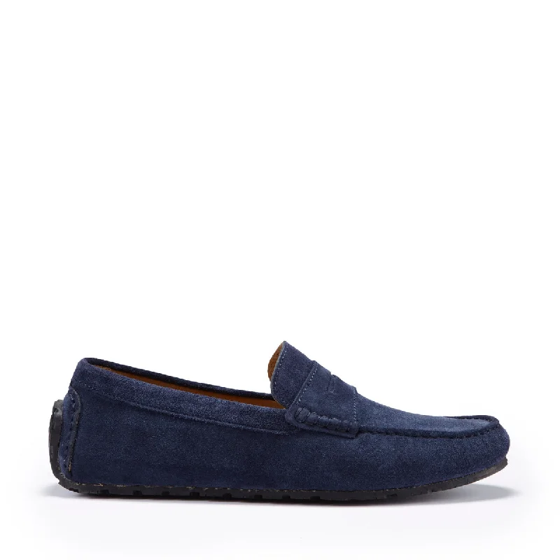 Men's loafers with a leather lining for comfort Men's loafers with a decorative buckleTyre Sole Penny Driving Loafers, navy blue suede