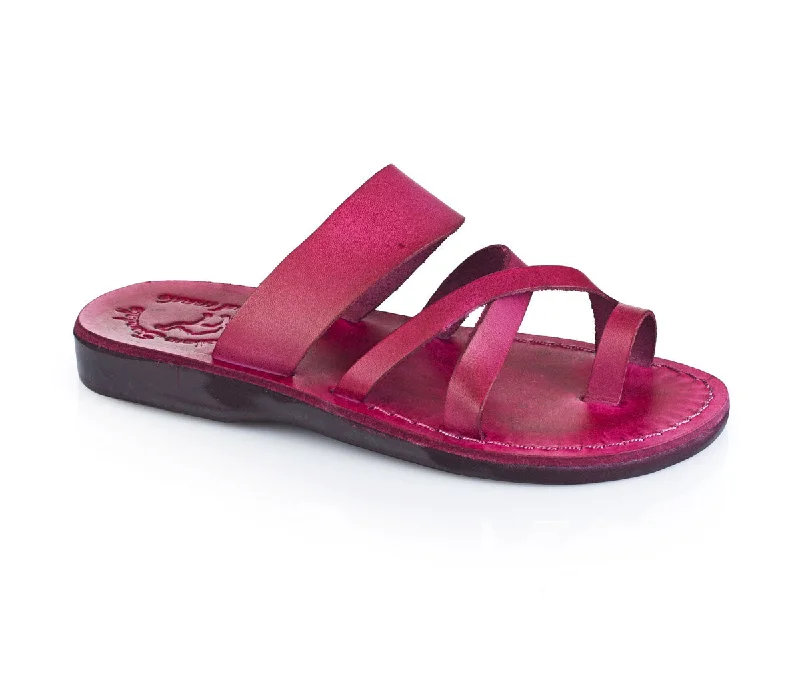 Men's sandals with a decorative buckle or charmMen's sandals with a decorative buckle or charmThe Good Shepherd - Leather Toe Loop Sandal | Violet