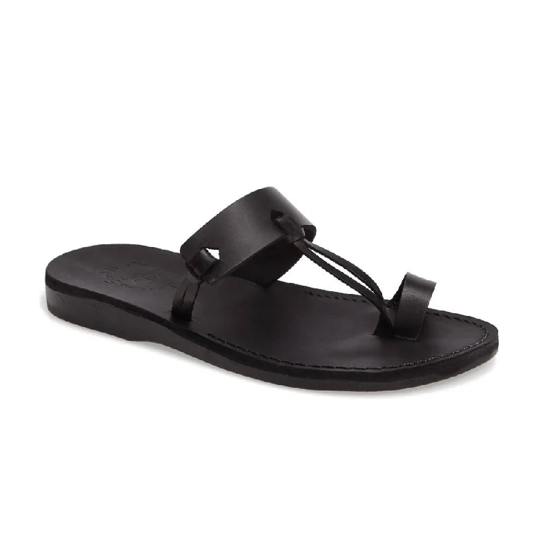 Men's sandals with a wide strap for supportDavid - Natural Leather Sandal | Black