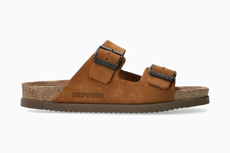 Men's sandals with a decorative buckle or charmNerio - Tobacco
