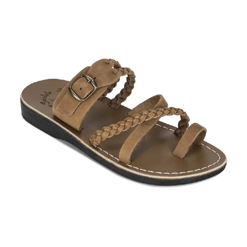 Men's sandals with a leather lining for comfortMen's sandals with a leather lining for comfortSophia Buckle - Leather Braided Slide Sandal | Tan Nubuck