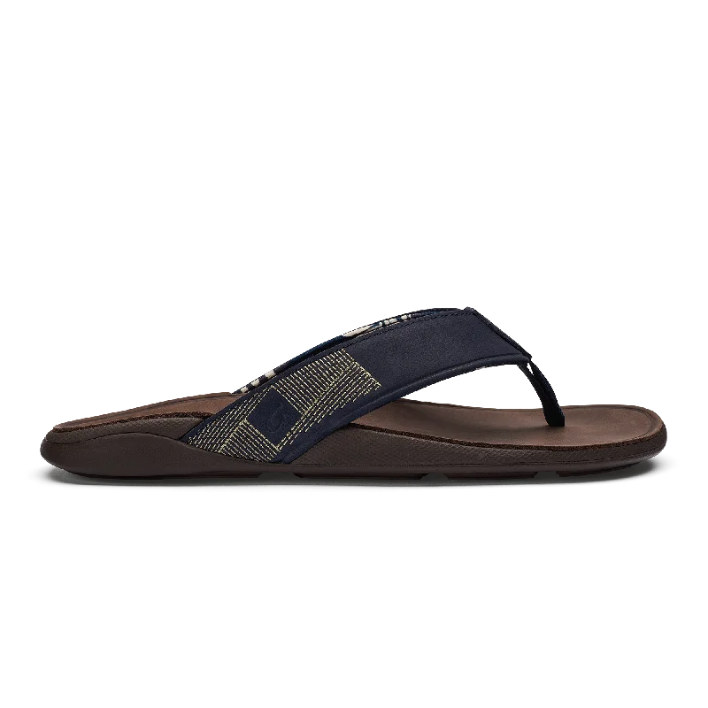 Men's sandals with a removable insole for cleaningTuahine - Trench Blue / Dark Wood