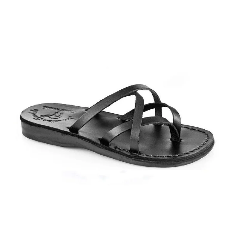 Men's sandals in a neutral color like black or brownTamar - Leather Strappy Flip Flops | Black