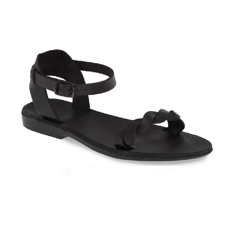 Men's sandals with a decorative buckle or charmArden - Leather Ankle Strap Sandal | Black