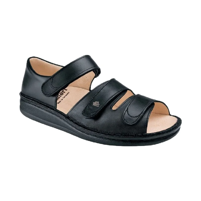 Men's leather sandals with an adjustable strapFinn Comfort Unisex Baltrum - Black Leather
